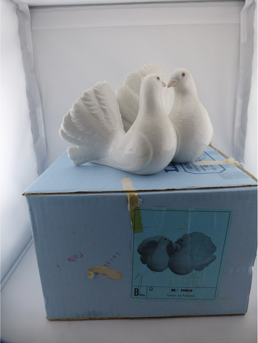 LLADRO 1169 Pair of Doves Porcelain Figurine "Pareja de Palomas" White Spain H2